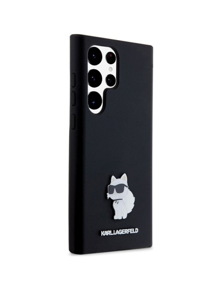 Etui Karl Lagerfeld Silicone Choupette Metal Pin na Samsung Galaxy S23 Ultra - czarne Etui Karl Lagerfeld Silicone Choupette Metal Pin na Samsung Galaxy S23 Ultra - czarne