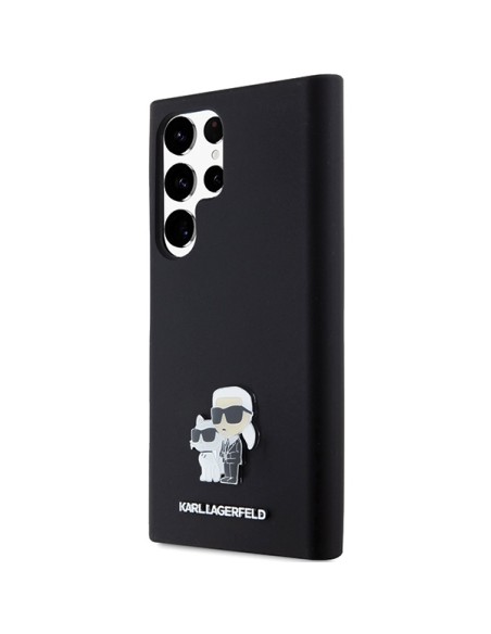 Etui Karl Lagerfeld Silicone Karl&Choupette Metal Pin na Samsung Galaxy S23 Ultra - czarne Etui Karl Lagerfeld Silicone Karl&Choupette Metal Pin na Samsung Galaxy S23 Ultra - czarne