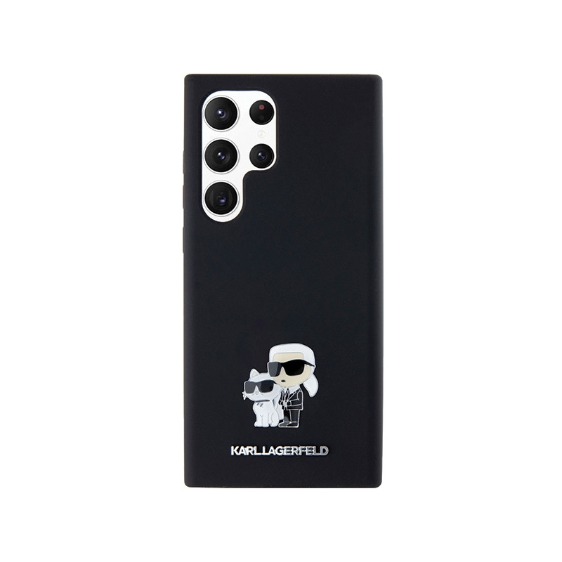 Etui Karl Lagerfeld Silicone Karl&Choupette Metal Pin na Samsung Galaxy S23 Ultra - czarne