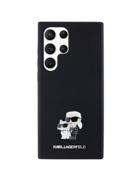 Etui Karl Lagerfeld Silicone Karl&Choupette Metal Pin na Samsung Galaxy S23 Ultra - czarne Etui Karl Lagerfeld Silicone Karl&Choupette Metal Pin na Samsung Galaxy S23 Ultra - czarne