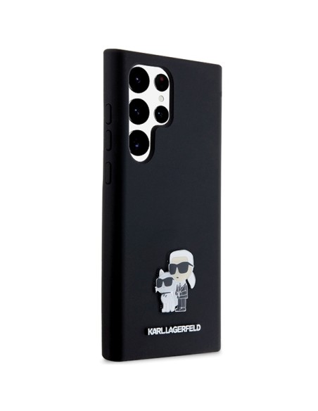 Etui Karl Lagerfeld Silicone Karl&Choupette Metal Pin na Samsung Galaxy S23 Ultra - czarne Etui Karl Lagerfeld Silicone Karl&Choupette Metal Pin na Samsung Galaxy S23 Ultra - czarne