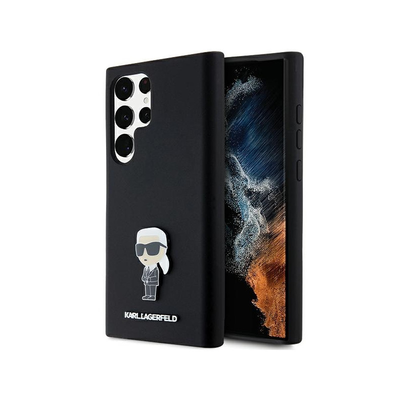 Etui Karl Lagerfeld Silicone Ikonik Metal Pin na Samsung Galaxy S23 Ultra - czarne Etui Karl Lagerfeld Silicone Ikonik Metal Pin na Samsung Galaxy S23 Ultra - czarne