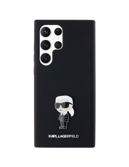 Etui Karl Lagerfeld Silicone Ikonik Metal Pin na Samsung Galaxy S23 Ultra - czarne Etui Karl Lagerfeld Silicone Ikonik Metal Pin na Samsung Galaxy S23 Ultra - czarne