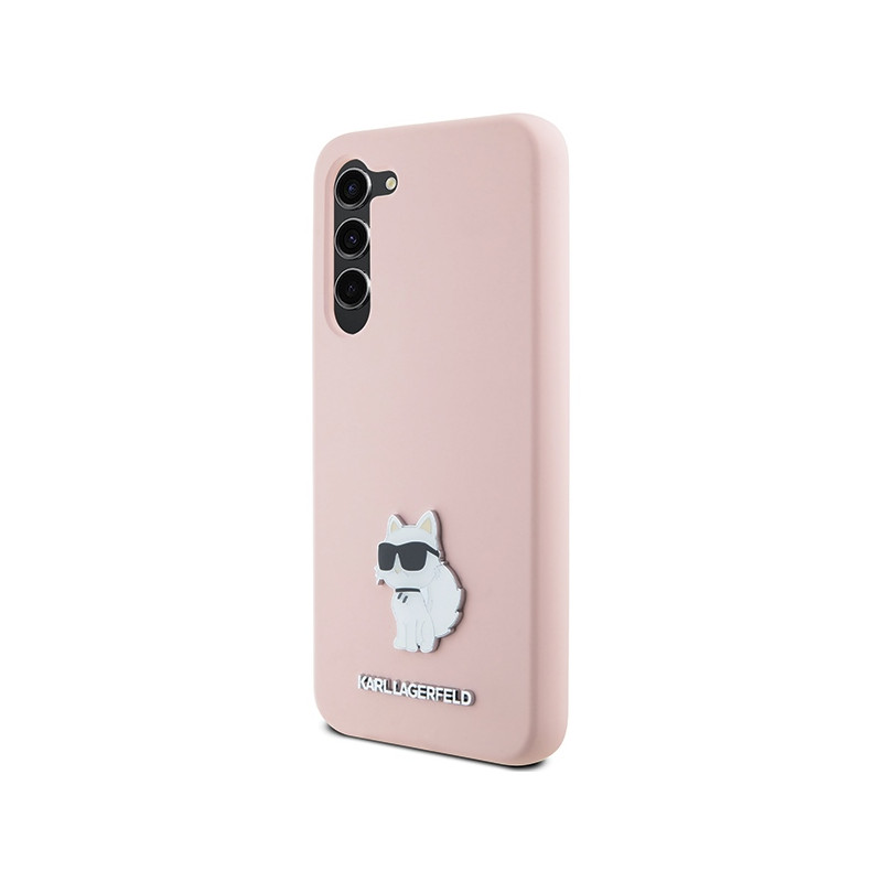 Etui Karl Lagerfeld Silicone Choupette Metal Pin na Samsung Galaxy S23+ - różowe