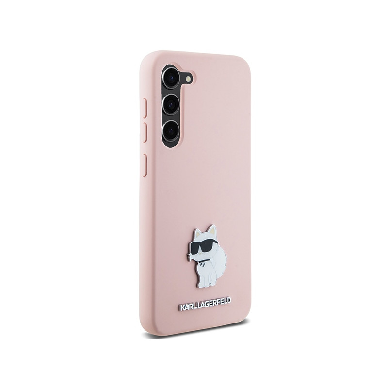 Etui Karl Lagerfeld Silicone Choupette Metal Pin na Samsung Galaxy S23+ - różowe