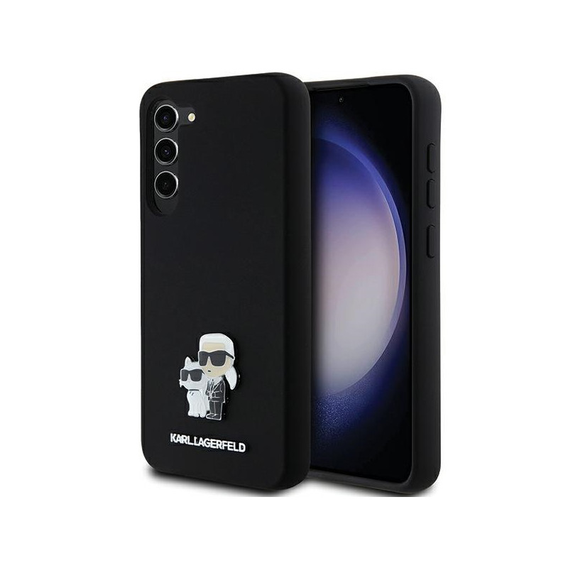 Etui Karl Lagerfeld Silicone Karl&Choupette Metal Pin na Samsung Galaxy S23+ - czarne Etui Karl Lagerfeld Silicone Karl&Choupette Metal Pin na Samsung Galaxy S23+ - czarne