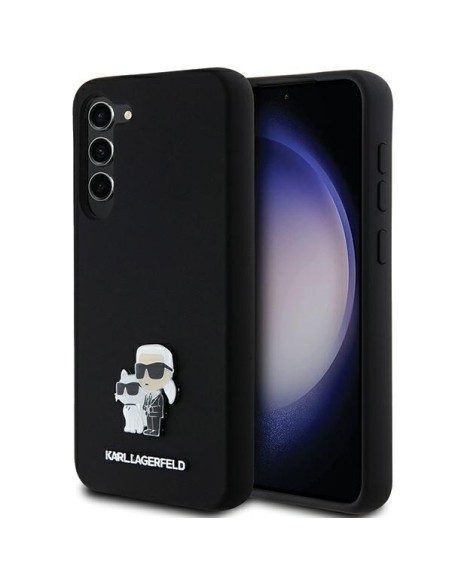 Etui Karl Lagerfeld Silicone Karl&Choupette Metal Pin na Samsung Galaxy S23+ - czarne Etui Karl Lagerfeld Silicone Karl&Choupette Metal Pin na Samsung Galaxy S23+ - czarne