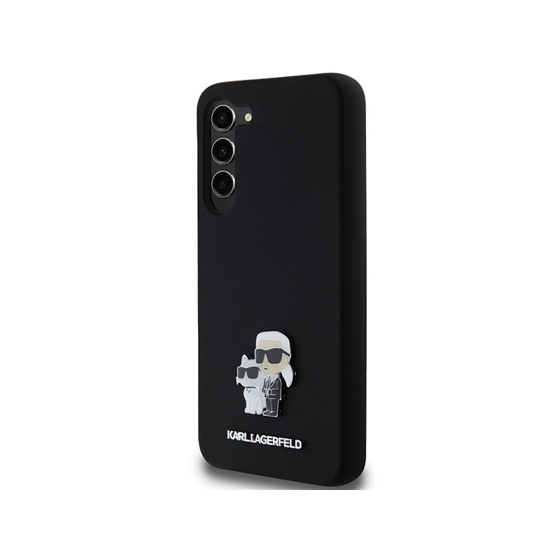 Etui Karl Lagerfeld Silicone Karl&Choupette Metal Pin na Samsung Galaxy S23+ - czarne