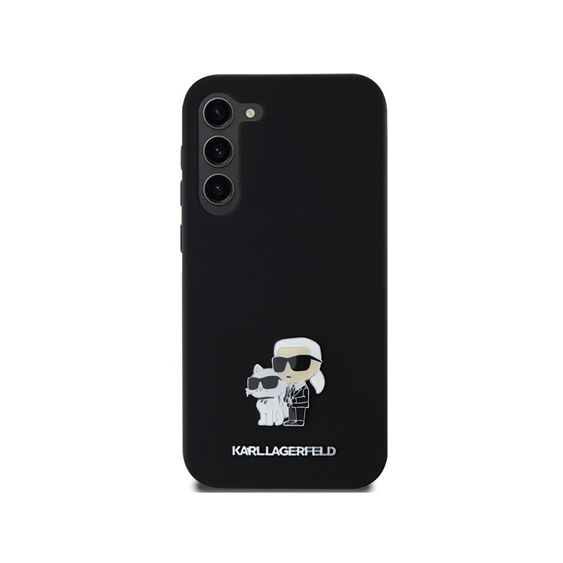 Etui Karl Lagerfeld Silicone Karl&Choupette Metal Pin na Samsung Galaxy S23+ - czarne