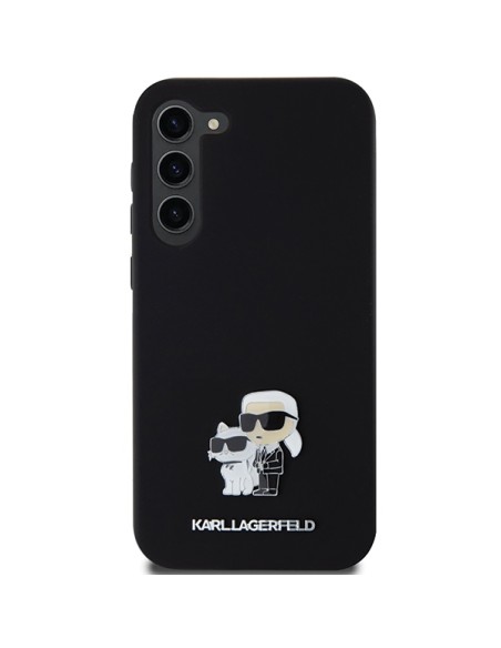 Etui Karl Lagerfeld Silicone Karl&Choupette Metal Pin na Samsung Galaxy S23+ - czarne Etui Karl Lagerfeld Silicone Karl&Choupette Metal Pin na Samsung Galaxy S23+ - czarne