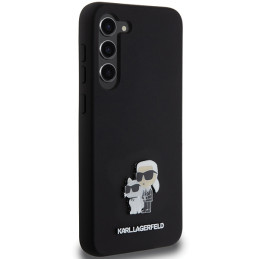 Etui Karl Lagerfeld Silicone Karl&Choupette Metal Pin na Samsung Galaxy S23+ - czarne