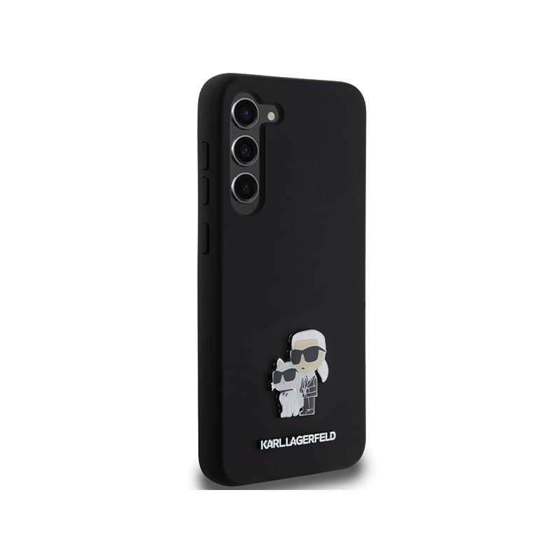 Etui Karl Lagerfeld Silicone Karl&Choupette Metal Pin na Samsung Galaxy S23+ - czarne