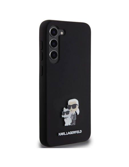 Etui Karl Lagerfeld Silicone Karl&Choupette Metal Pin na Samsung Galaxy S23+ - czarne Etui Karl Lagerfeld Silicone Karl&Choupette Metal Pin na Samsung Galaxy S23+ - czarne