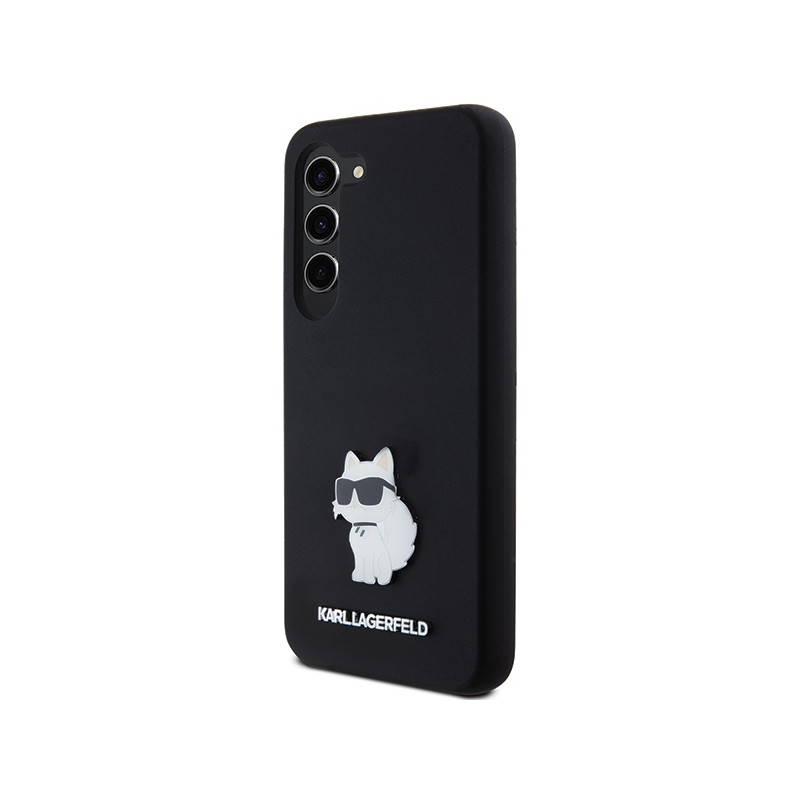 Etui Karl Lagerfeld Silicone Choupette Metal Pin na Samsung Galaxy S23 - czarne