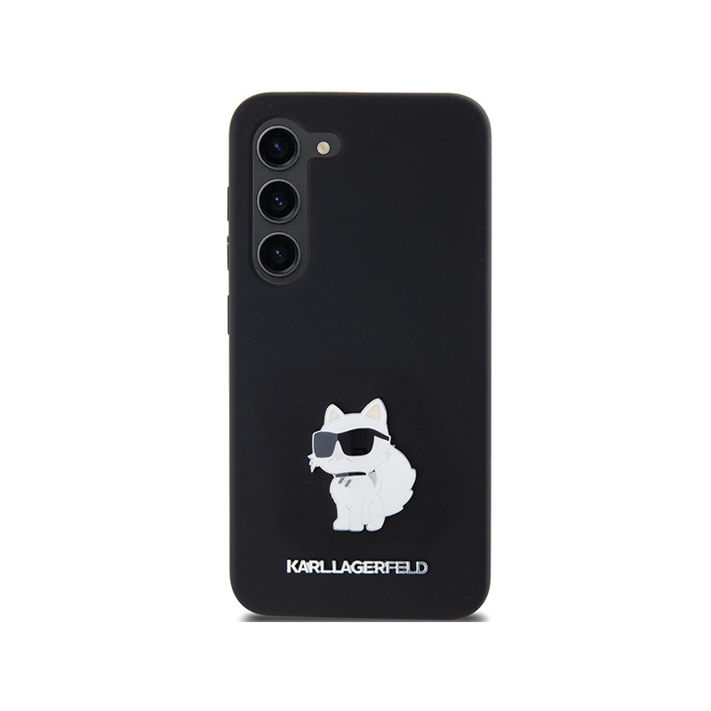 Etui Karl Lagerfeld Silicone Choupette Metal Pin na Samsung Galaxy S23 - czarne