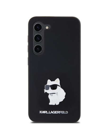 Etui Karl Lagerfeld Silicone Choupette Metal Pin na Samsung Galaxy S23 - czarne Etui Karl Lagerfeld Silicone Choupette Metal Pin na Samsung Galaxy S23 - czarne