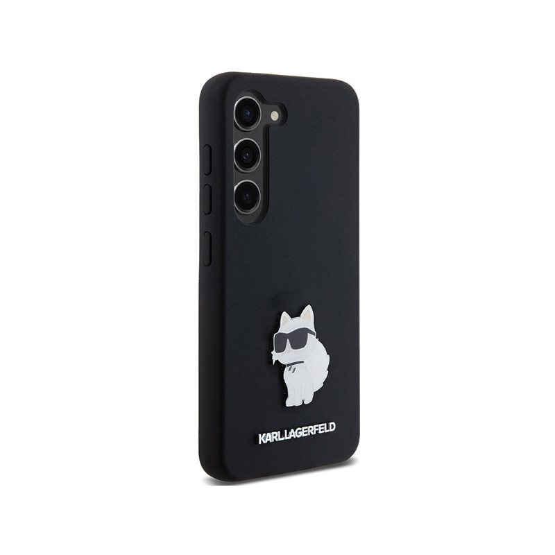 Etui Karl Lagerfeld Silicone Choupette Metal Pin na Samsung Galaxy S23 - czarne