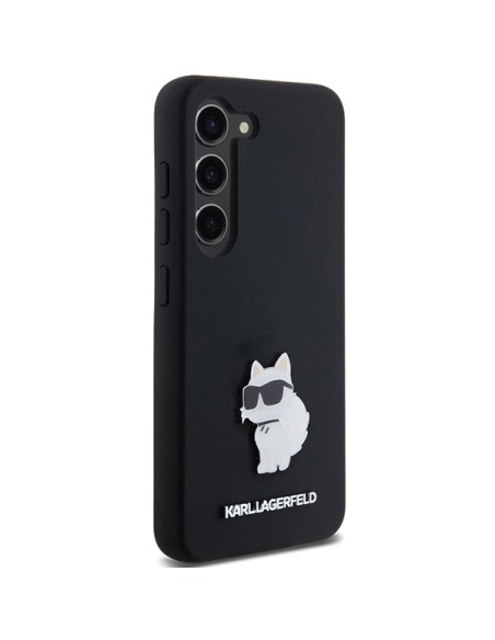 Etui Karl Lagerfeld Silicone Choupette Metal Pin na Samsung Galaxy S23 - czarne Etui Karl Lagerfeld Silicone Choupette Metal Pin na Samsung Galaxy S23 - czarne