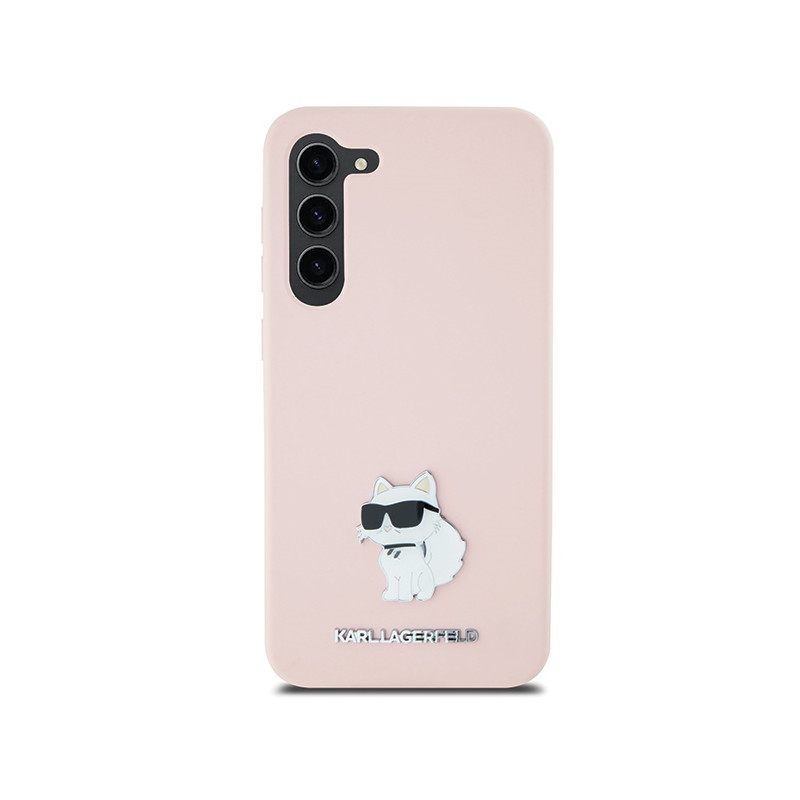 Etui Karl Lagerfeld Silicone Choupette Metal Pin na Samsung Galaxy S23 - różowe