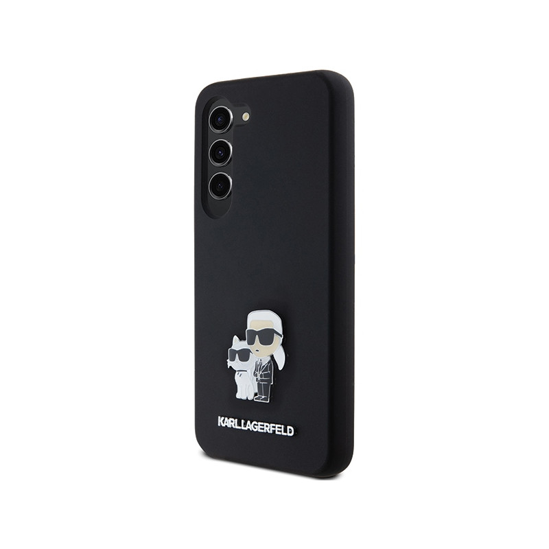 Etui Karl Lagerfeld Silicone Karl&Choupette Metal Pin na Samsung Galaxy S23 - czarne