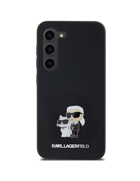 Etui Karl Lagerfeld Silicone Karl&Choupette Metal Pin na Samsung Galaxy S23 - czarne Etui Karl Lagerfeld Silicone Karl&Choupette Metal Pin na Samsung Galaxy S23 - czarne