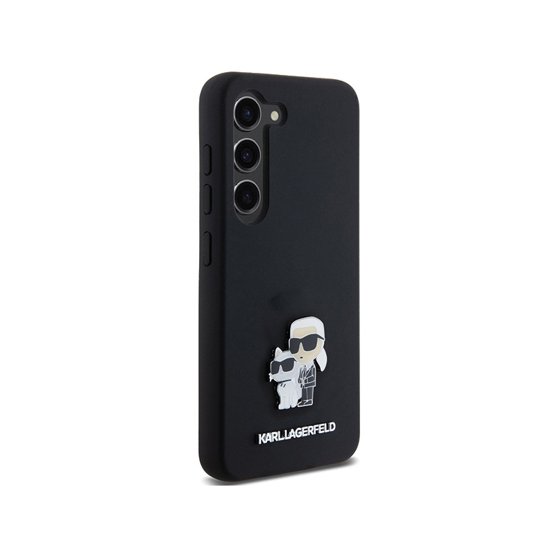 Etui Karl Lagerfeld Silicone Karl&Choupette Metal Pin na Samsung Galaxy S23 - czarne