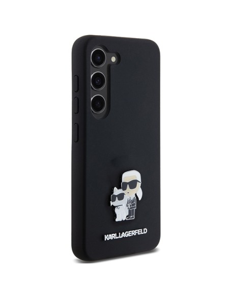 Etui Karl Lagerfeld Silicone Karl&Choupette Metal Pin na Samsung Galaxy S23 - czarne Etui Karl Lagerfeld Silicone Karl&Choupette Metal Pin na Samsung Galaxy S23 - czarne