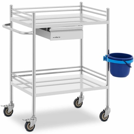 Kosmetinio gydymo laboratorinis vežimėlis iš plieno, stalčius, 2 lentynos, 72 x 43 x 85,5 cm Kosmetinio gydymo laboratorinis vežimėlis iš plieno, stalčius, 2 lentynos, 72 x 43 x 85,5 cm