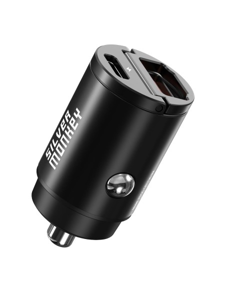 Ładowarka samochodowa Silver Monkey PDQC-CPCT30-SM 30W 1x USB-C PD 1xUSB-A QC - czarna