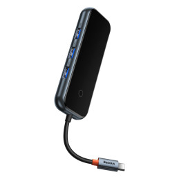 AcmeJoy HUB 4 prievadų USB-C 3xUSB 3.0 tamsiai pilka