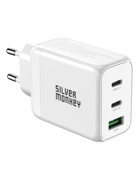 Ładowarka sieciowa Silver Monkey GaN 65W 2x USB-C PD 1x USB-A QC 3.0 - biała Ładowarka sieciowa Silver Monkey GaN 65W 2x USB-C PD 1x USB-A QC 3.0 - biała