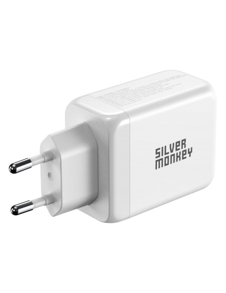 Ładowarka sieciowa Silver Monkey GaN 65W 2x USB-C PD 1x USB-A QC 3.0 - biała Ładowarka sieciowa Silver Monkey GaN 65W 2x USB-C PD 1x USB-A QC 3.0 - biała