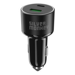 Ładowarka samochodowa Silver Monkey SMA014 100W 1xUSB-C PD 1xUSB-A QC 3.0 - czarna