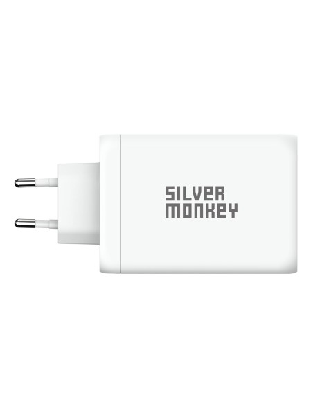 Ładowarka sieciowa Silver Monkey GaN 130W 3x USB-C PD 1x USB-A 3.0 QC - biała Ładowarka sieciowa Silver Monkey GaN 130W 3x USB-C PD 1x USB-A 3.0 QC - biała