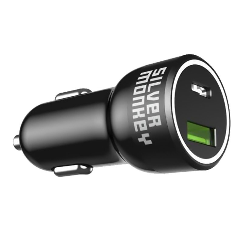 Ładowarka samochodowa Silver Monkey SMA078 1xUSB-C 1xUSB-A 45W PD QC - czarna Ładowarka samochodowa Silver Monkey SMA078 1xUSB-C 1xUSB-A 45W PD QC - czarna