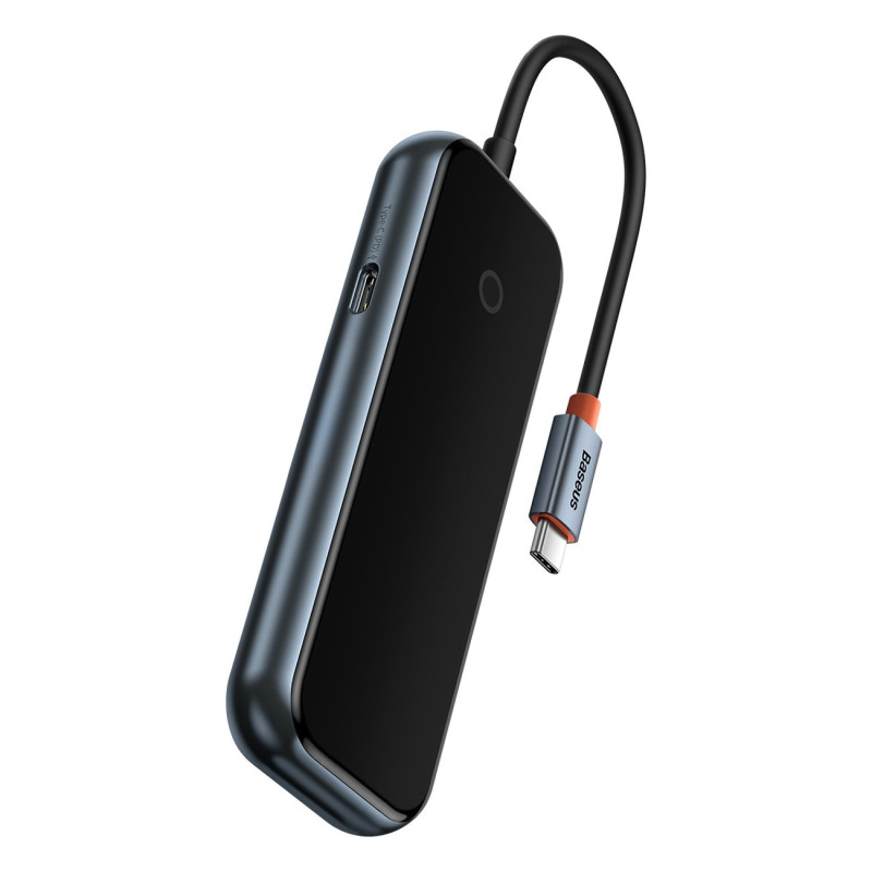 AcmeJoy HUB 4 prievadų USB-C 3xUSB 3.0 tamsiai pilka