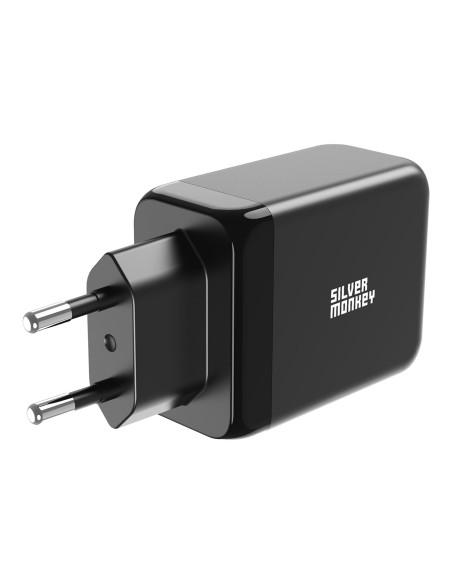 Ładowarka sieciowa Silver Monkey GaN 65W 2x USB-C PD 1x USB-A QC 3.0 - czarna