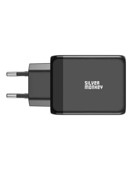Ładowarka sieciowa Silver Monkey GaN 65W 2x USB-C PD 1x USB-A QC 3.0 - czarna