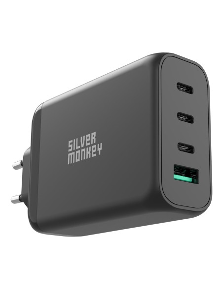 Ładowarka sieciowa Silver Monkey GaN 130W 3x USB-C PD 1x USB-A 3.0 QC - czarna