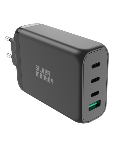 Ładowarka sieciowa Silver Monkey GaN 130W 3x USB-C PD 1x USB-A 3.0 QC - czarna