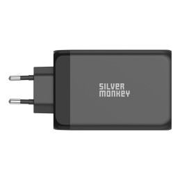 Ładowarka sieciowa Silver Monkey GaN 130W 3x USB-C PD 1x USB-A 3.0 QC - czarna