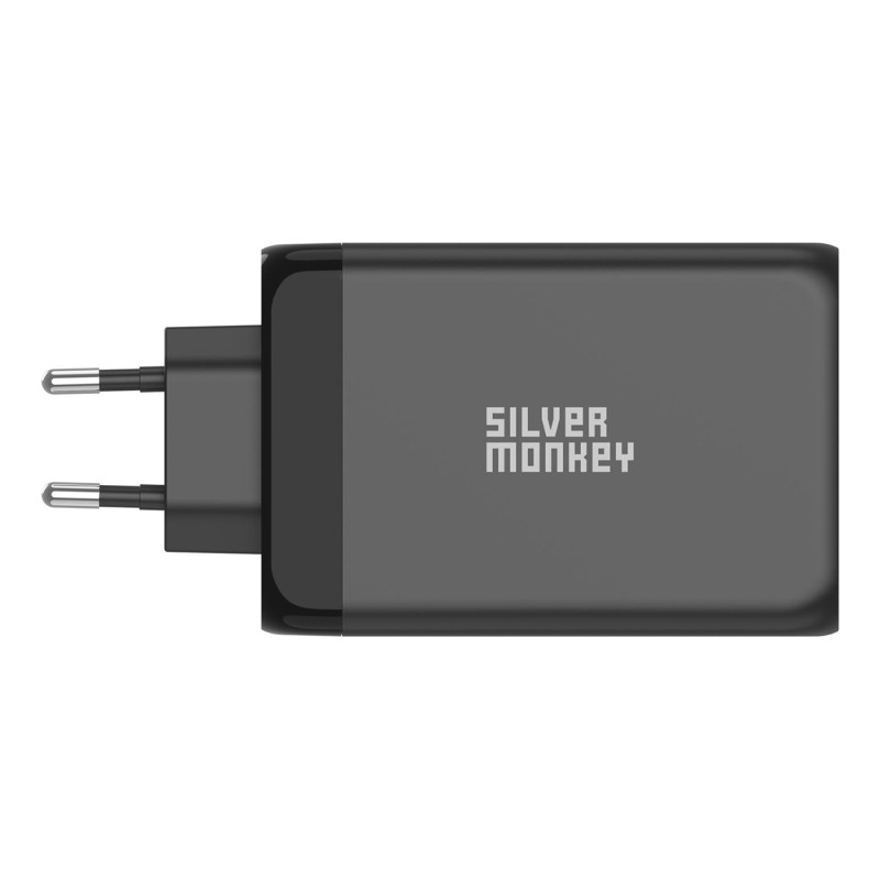 Ładowarka sieciowa Silver Monkey GaN 130W 3x USB-C PD 1x USB-A 3.0 QC - czarna