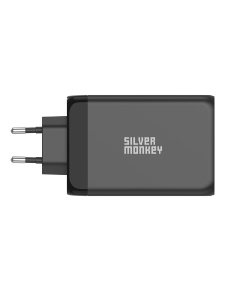 Ładowarka sieciowa Silver Monkey GaN 130W 3x USB-C PD 1x USB-A 3.0 QC - czarna