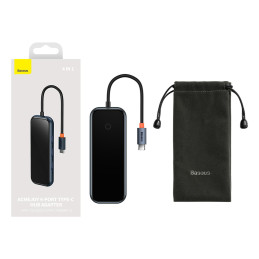 AcmeJoy HUB 4 prievadų USB-C 3xUSB 3.0 tamsiai pilka