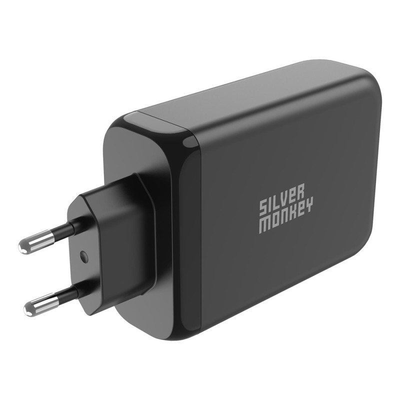 Ładowarka sieciowa Silver Monkey GaN 130W 3x USB-C PD 1x USB-A 3.0 QC - czarna