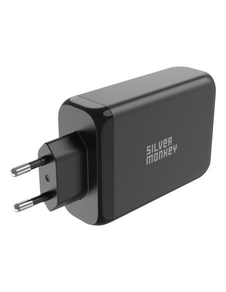 Ładowarka sieciowa Silver Monkey GaN 130W 3x USB-C PD 1x USB-A 3.0 QC - czarna
