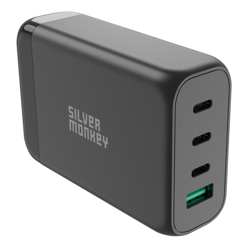 Ładowarka GaN Silver Monkey SMA151 130W 3xUSB-C PD USB-A QC 3.0 z odłączanym kablem zasilającym - biała Ładowarka GaN Silver Monkey SMA151 130W 3xUSB-C PD USB-A QC 3.0 z odłączanym kablem zasilającym - biała