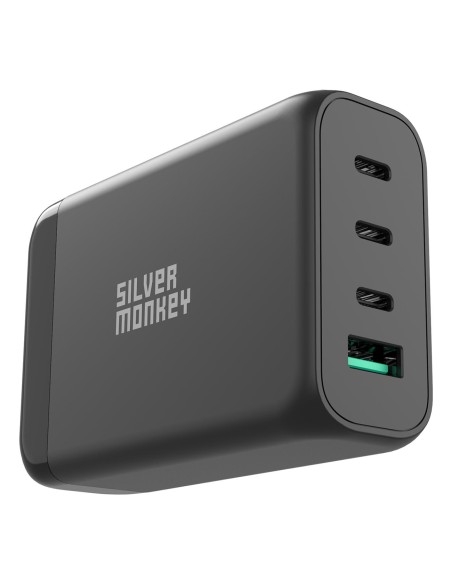 Ładowarka GaN Silver Monkey SMA151 130W 3xUSB-C PD USB-A QC 3.0 z odłączanym kablem zasilającym - biała