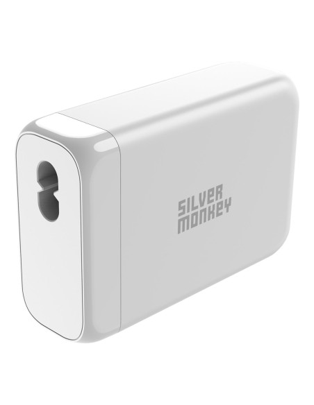 Ładowarka GaN Silver Monkey SMA152 130W 3xUSB-C PD USB-A QC 3.0 z odłączanym kablem zasilającym - biała