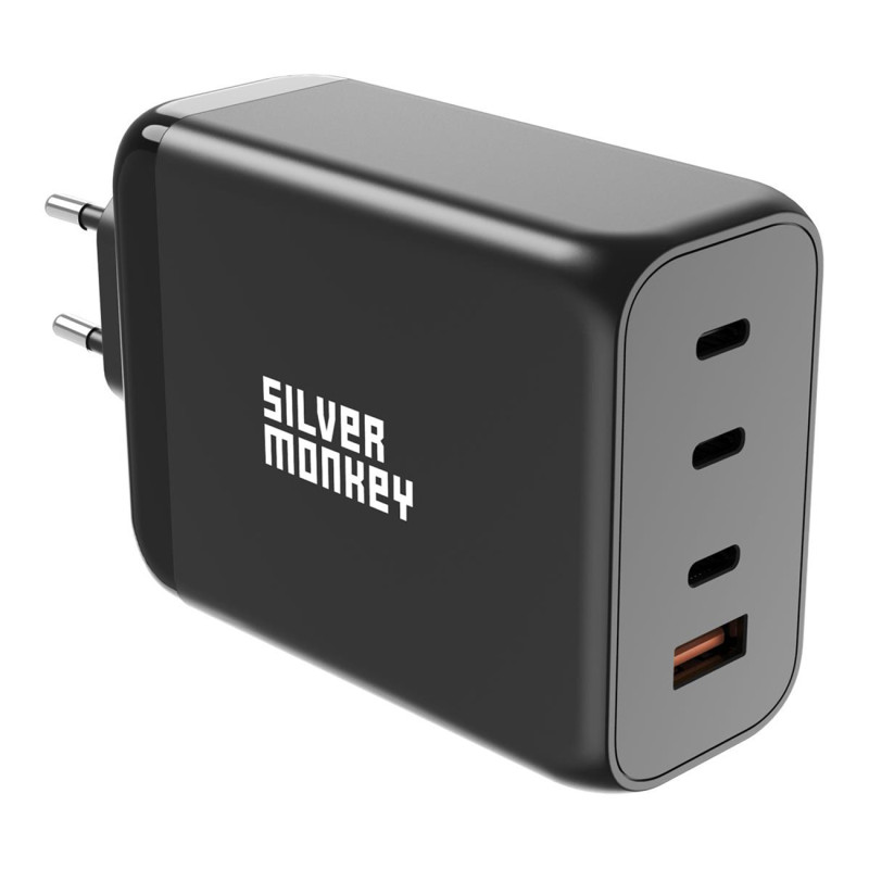 Ładowarka GaN Silver Monkey SMA153 200W 3xUSB-C PD USB-A QC 3.0 - czarna Ładowarka GaN Silver Monkey SMA153 200W 3xUSB-C PD USB-A QC 3.0 - czarna